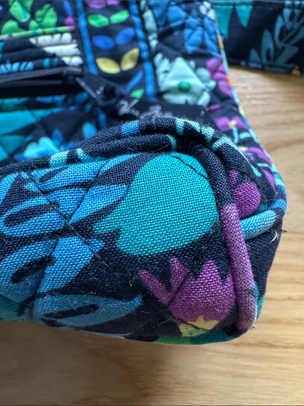 Vera Bradley Floral Quilted Crossbody Bag Blue Green Multicolor Shoulder Purse - Picture 9 of 12